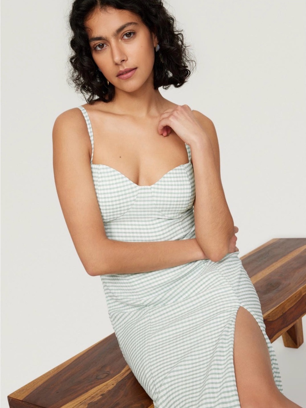 Louna Sweetheart Gingham Midi Dress size M